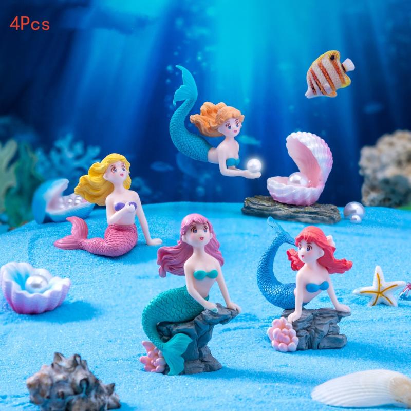 Aquarium Fish Items - Набор из 4 пластиковых миниатюрных фигурок